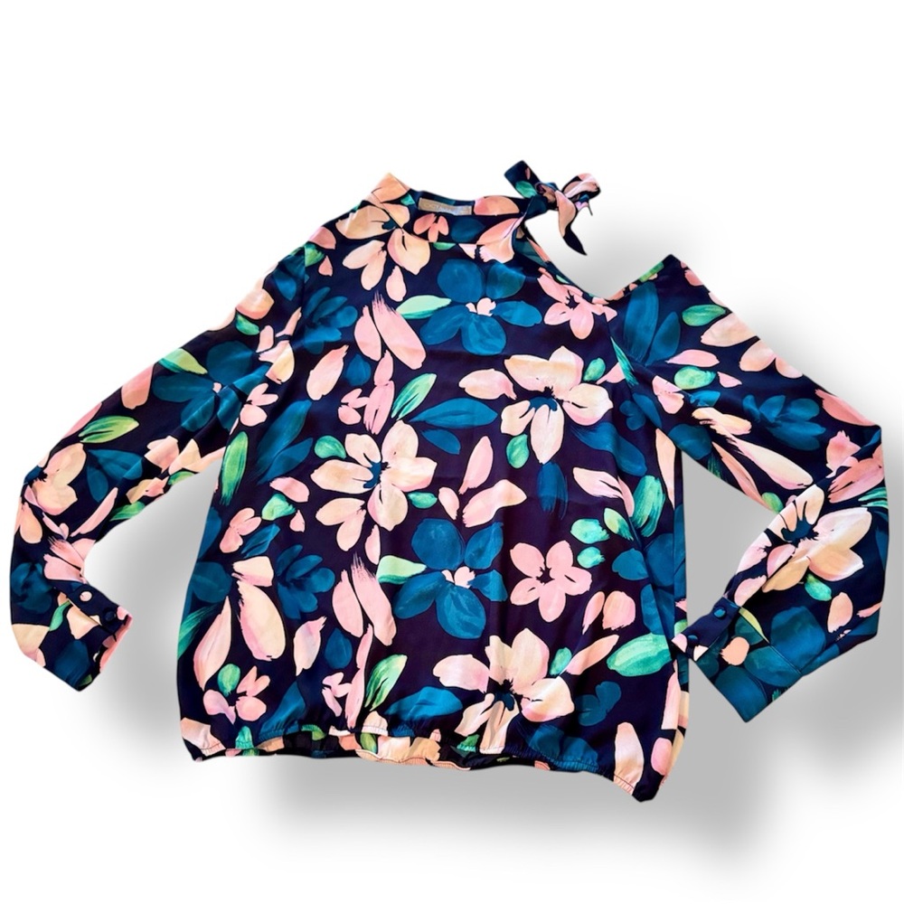 OCTAVIA Tie Neck Floral Blouse Women’s Top - Picture 2 of 14